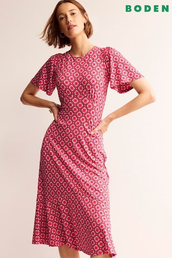 Boden Pink Petite Felicity Jersey Midi Tea Dress (B12847) | £85