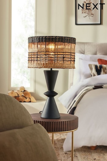 Black Kali Hand-Woven Rattan Table Lamp (B12849) | £99