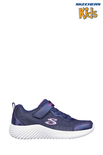 Skechers Wide Navy Bounder Girly Groove Trainers (B12880) | £34