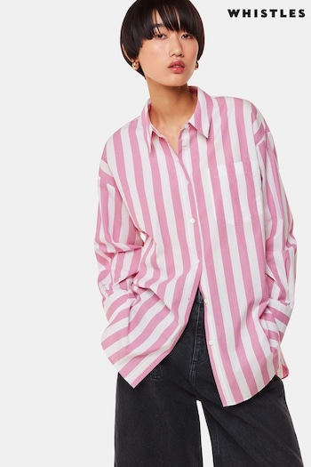Whistles Oversized Pink Stripe Shirt (B14007) | £79