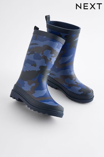 Navy Blue Camo Rubber Welly Rubber Wellies (B14039) | £17 - £20