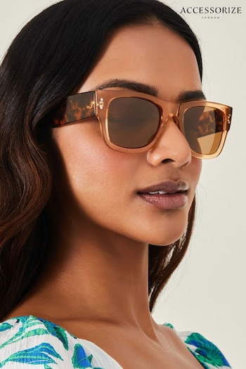 Accessorize Crystal Contrast Arm Brown Sunglasses (B14132) | £16