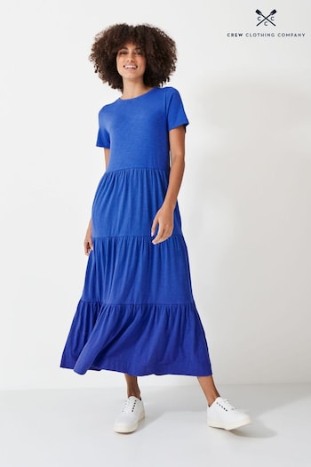 Crew Clothing Short Sleeve Tiered Cotton Jersey Dress (B14265) | £69