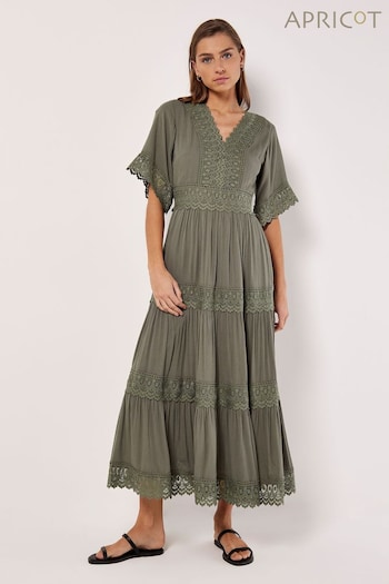 Apricot Green Crochet Detail Summer Maxi Dress (B14284) | £59