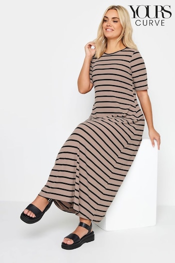 Yours Curve Brown Ribbed Swing Maxi legging Dress (B14327) | £29