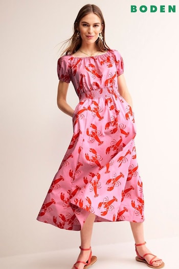 Boden Pink Petite Amber Cotton Midi Dress (B14367) | £110