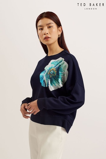 Ted Baker Blue Bayleyy Sequin Graphic Sweatshirt (B14378) | £99