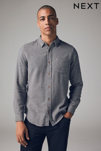 Grey Brushed Texture 100% Slouch Long Sleeve Shirt (B14388) | £30