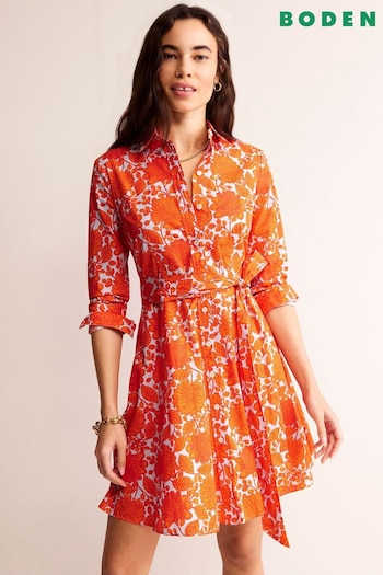 Boden Orange Amy Cotton Short Shirt Dress (B14427) | £98