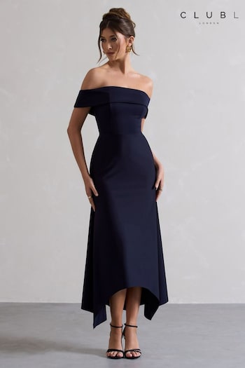Club L London Blue Windsor Bardot Maxi Dress (B14450) | £85