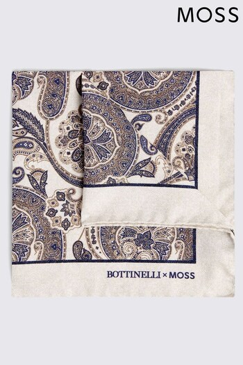 MOSS Natural Bottinelli Silk Paisley Pocket Square (B14521) | £25