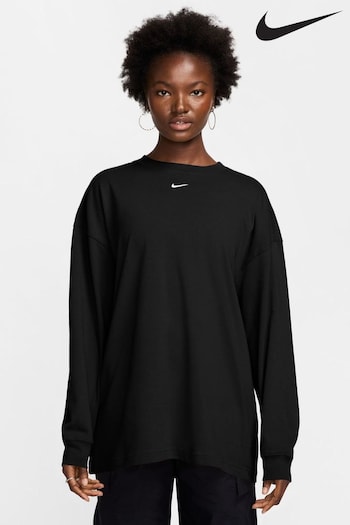 Nike Black Sportswear Essential Oversized 100% Cotton Long-Sleeve T-Shirt (B14524) | £38