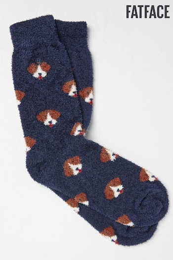 Fatprint Blue Navy Dog Cosy Socks (B14539) | £10.50