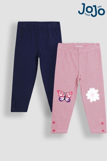 JoJo Maman Bébé Orchid Butterfly Appliqué Leggings 2 Pack (B14565) | £22