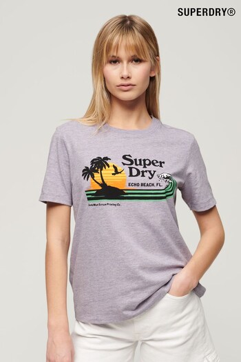 SUPERDRY Purple SUPERDRY Outdoor Stripe Relaxed T-Shirt (B14574) | £27