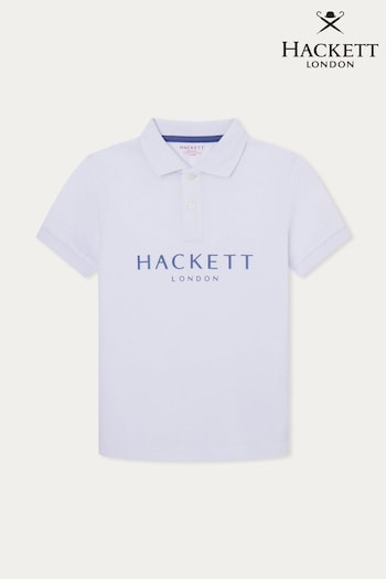 Hackett London Older Boys Short Sleeve White Polo Shirt (B14620) | £55