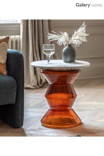 Gallery Home Orange Rabat Glass and Marble Side Table (B14622) | £380