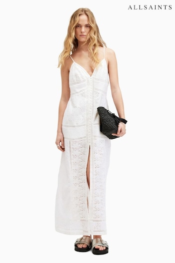 AllSaints White Dahlia Embellished Dress (B14632) | £199