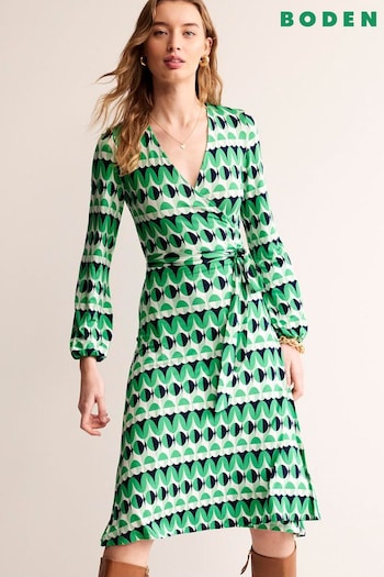 Boden Green Joanna Jersey Midi Wrap Dress (B14676) | £98