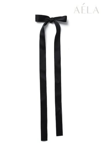 Aela Extra Long Ribbon Black Hair Bow (B14806) | £10