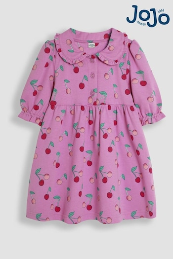 JoJo Maman Bébé Orchid Cherry Peter Pan Dress (B14896) | £23