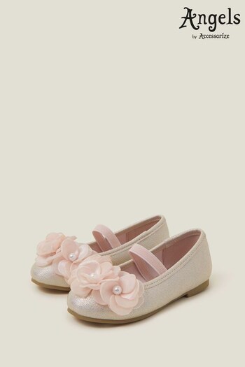 Angels By Accessorize Girls Pink Flower Ballet Flats (B15029) | £20 - £21