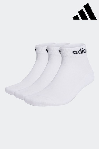 adidas White/Black Linear Ankle Cushioned Socks 3 Pack (B15047) | £8