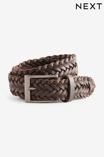 Brown Woven Leather Belt (B15155) | £0