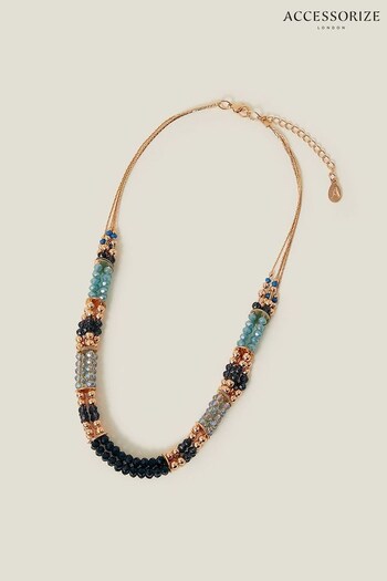 Accessorize Blue Layered Facet Bead Collar Necklace (B15262) | £16
