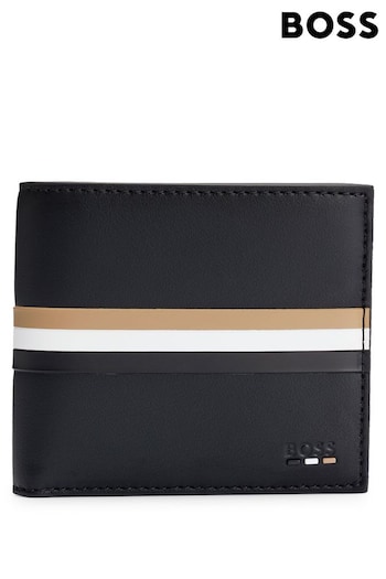 BOSS Black Faux-Leather Wallet With Signature Stripe (B15294) | £119