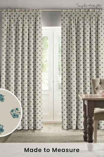 Sophie Allport Blue Poppies Made to Measure Curtains (B15447) | £91