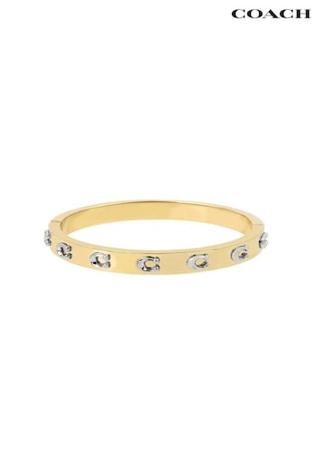 COACH Personal Gold Tone Signature Bangle Bracelet (B15521) | £95