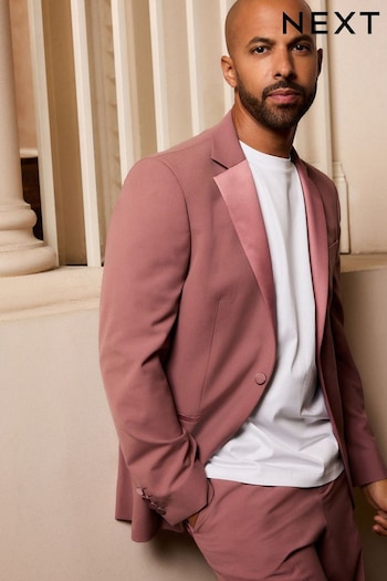 Pink Slim Fit Tuxedo Suit Jacket (B15575) | £79