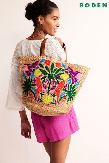 Boden Natural Embroidered Basket Bag (B15624) | £70