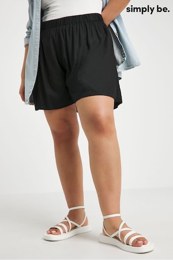 Simply Be Woven Relaxed Flippy Black Shorts (B15643) | £16