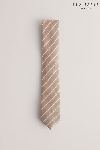 Ted Baker Cream Niels Linen Stripe Silk Tie (B15766) | £45