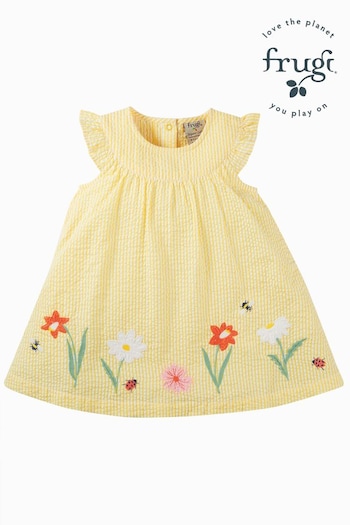 Frugi Yellow Flower Applique Easter Dress (B15888) | £35