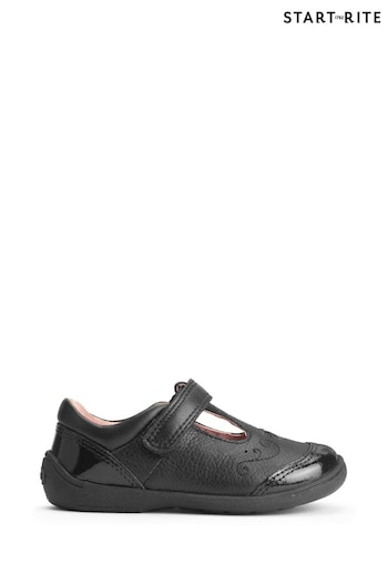 Start Rite Dazzle Leather and Patent T-Bar First School Black POLO Shoes (B16019) | £44