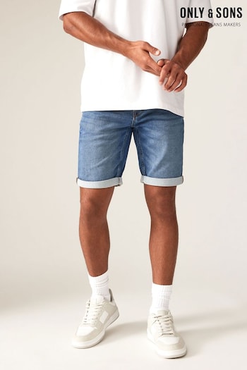 Only & Sons Blue Stretch Denim Nero Shorts (B16061) | £28