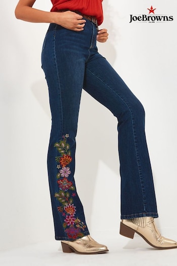 Joe Browns Blue Floral Embroidered Bootcut Flares Jeans (B16086) | £60