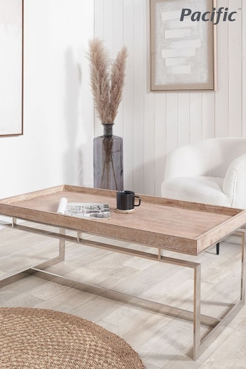 Pacific Silver Mango Wood and Silver Metal Coffee Table (B16131) | £549.99