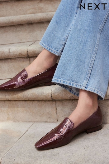 Berry Red Regular Fit Tabitha Simmons Jess Square Toe Loafers (B16137) | £96