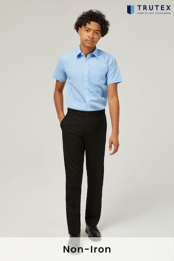 Trutex Blue Regular Fit Short Sleeve 2 Pack School abstract-print Shirts (B16216) | £21 - £24