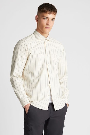 Remus Uomo Cream Tapered Fit Long Sleeve Pinstripe Shirt (B16308) | £89.95