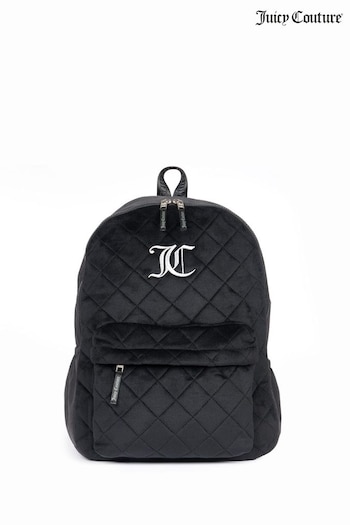 Juicy Couture Girls Quilted Velour Black Backpack (B16342) | £40