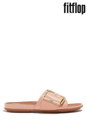FitFlop Pink Gracie Maxi Buckle Leather Slides (B16357) | £90