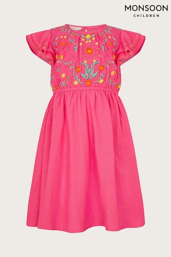 Monsoon Pink Embroidered Skater Dress (B16358) | £34 - £39