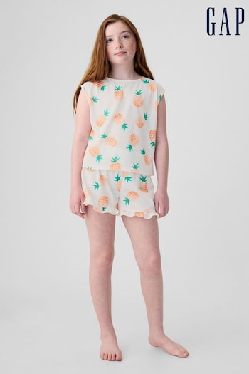 Gap White Print Pyjama Sleeveless Shorts Set (B16371) | £20