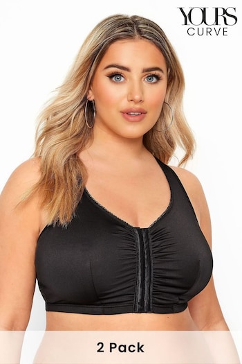 Yours Curve Black Front Fastening Bra 2 Pack (B16407) | £21