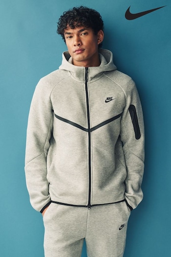 Nike Grey Tech Fleece Zip Through Hoodie (B16432) | £110